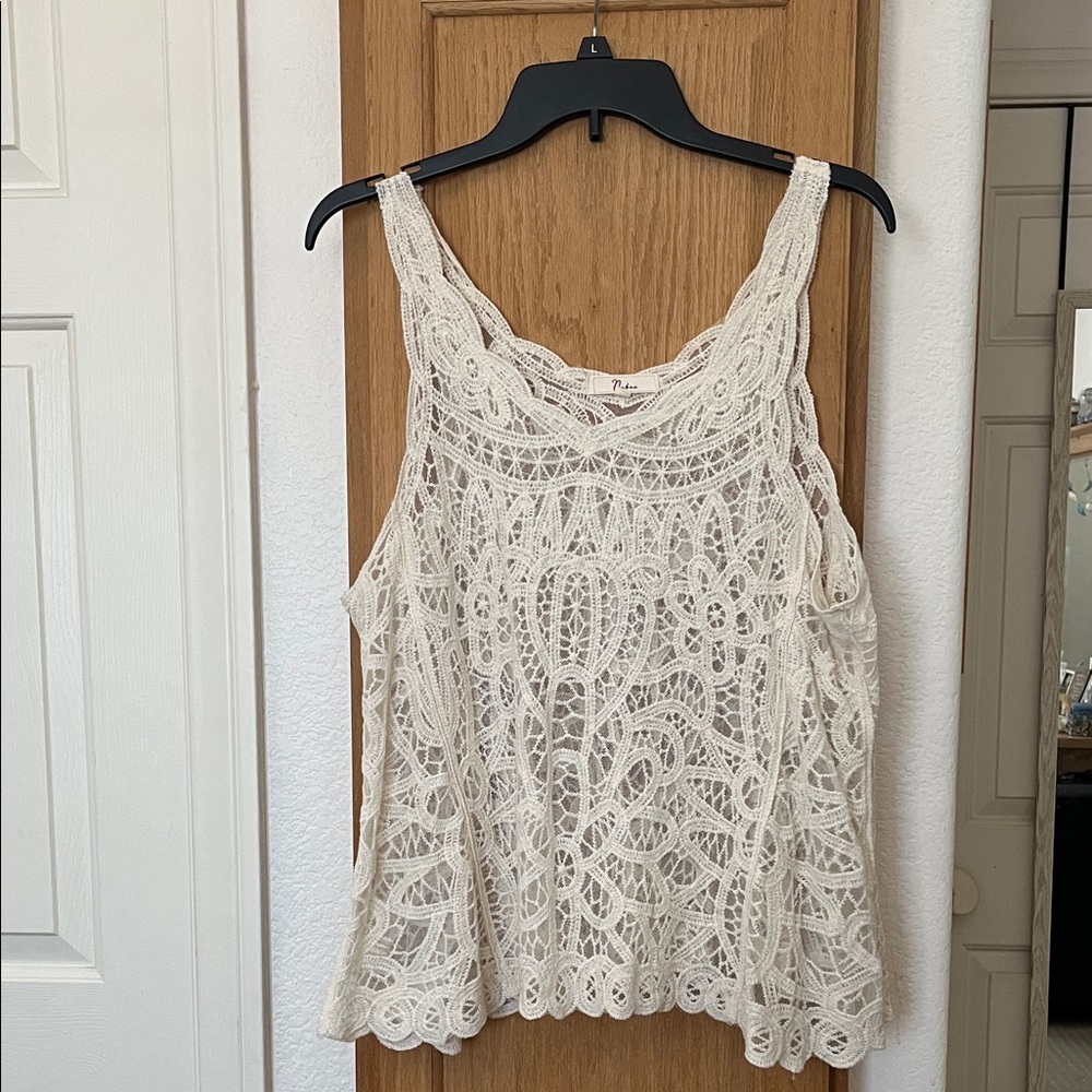 Boho ivory lace tank top